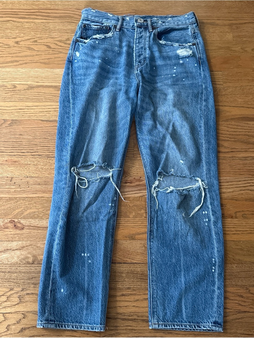 American Eagle 90’s Boyfriend Jeans Women’s Size 2 Short Medium Blue Distressed